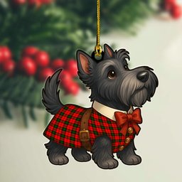ScotsTee Shop Scottish Kerr Modern Clan Tartan Ornament Scottie Dog