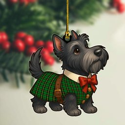 ScotsTee Shop Scottish Wallace Hunting - Green Clan Tartan Ornament Scottie Dog