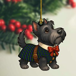 ScotsTee Shop Scottish MacNeill of Barra Modern Clan Tartan Ornament Scottie Dog