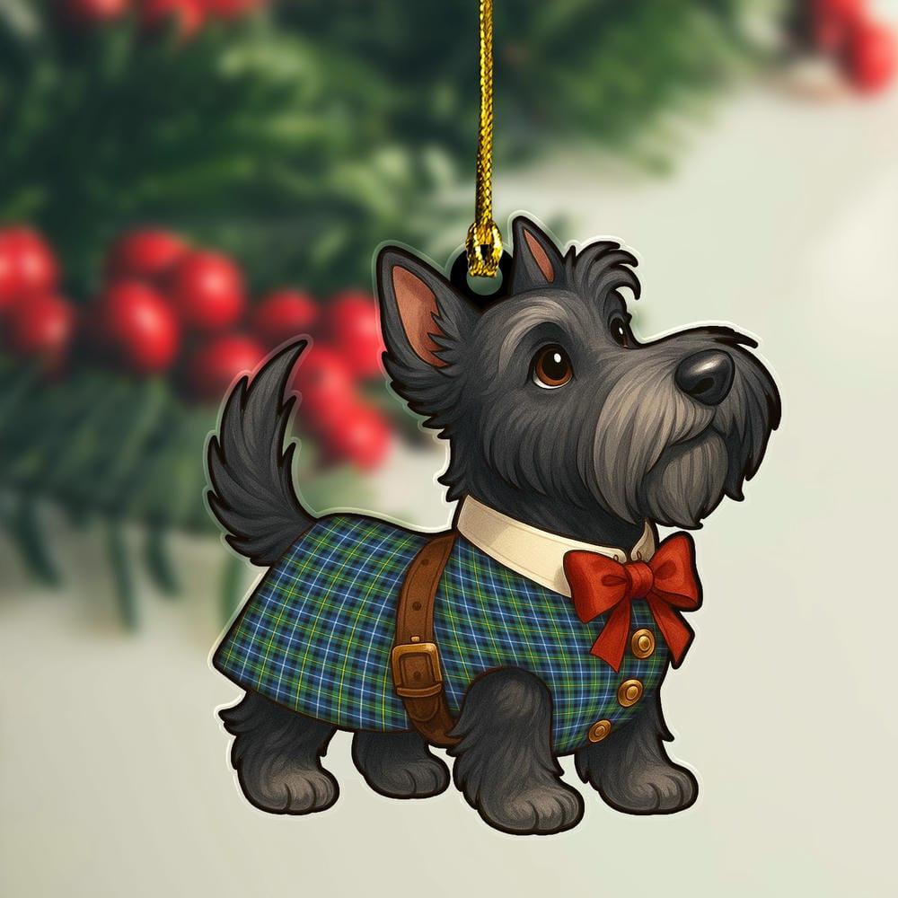 ScotsTee Shop Scottish MacNeill of Barra Ancient Clan Tartan Ornament Scottie Dog