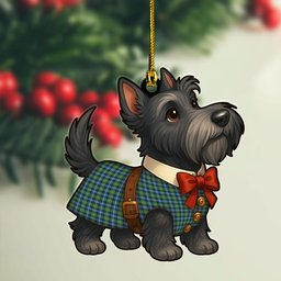 ScotsTee Shop Scottish MacNeill of Barra Ancient Clan Tartan Ornament Scottie Dog