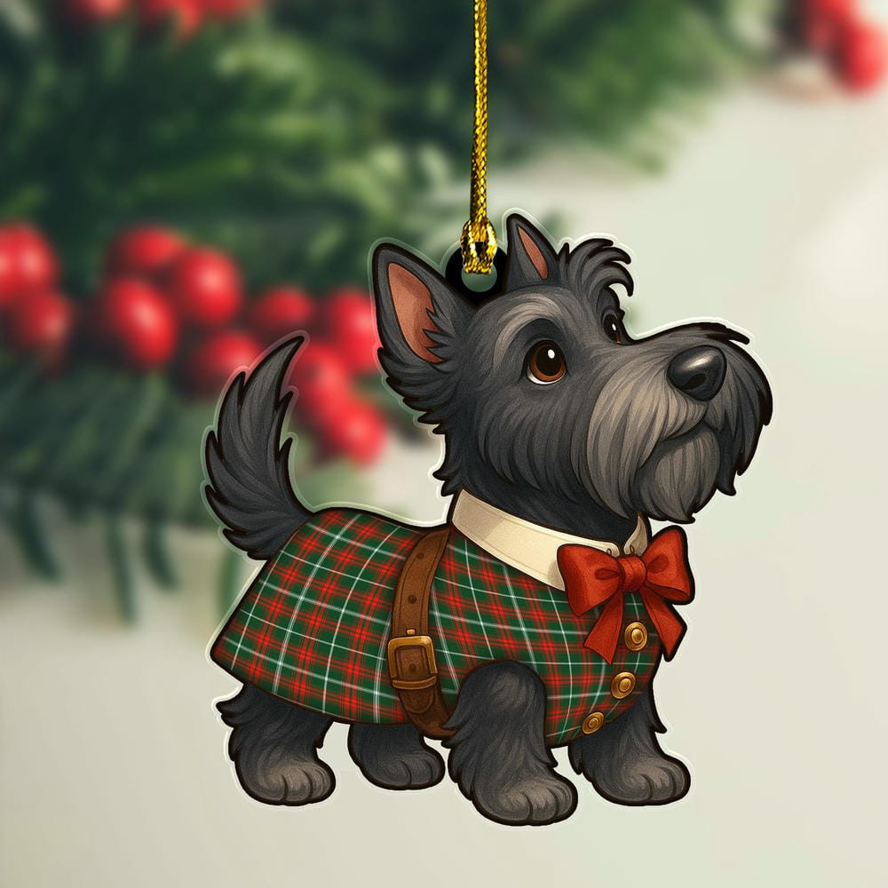 ScotsTee Shop Scottish Prince of Wales Clan Tartan Ornament Scottie Dog