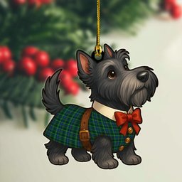 ScotsTee Shop Scottish Stewart Hunting Modern Clan Tartan Ornament Scottie Dog