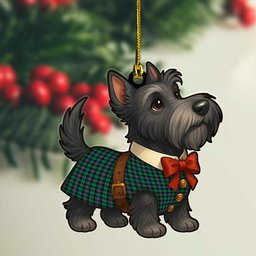 ScotsTee Shop Scottish Urquhart Broad Red Ancient Clan Tartan Ornament Scottie Dog