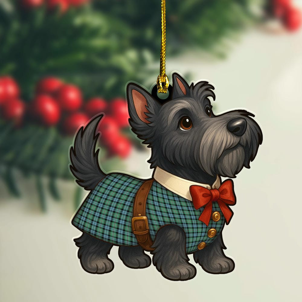 ScotsTee Shop Scottish Melville Clan Tartan Ornament Scottie Dog
