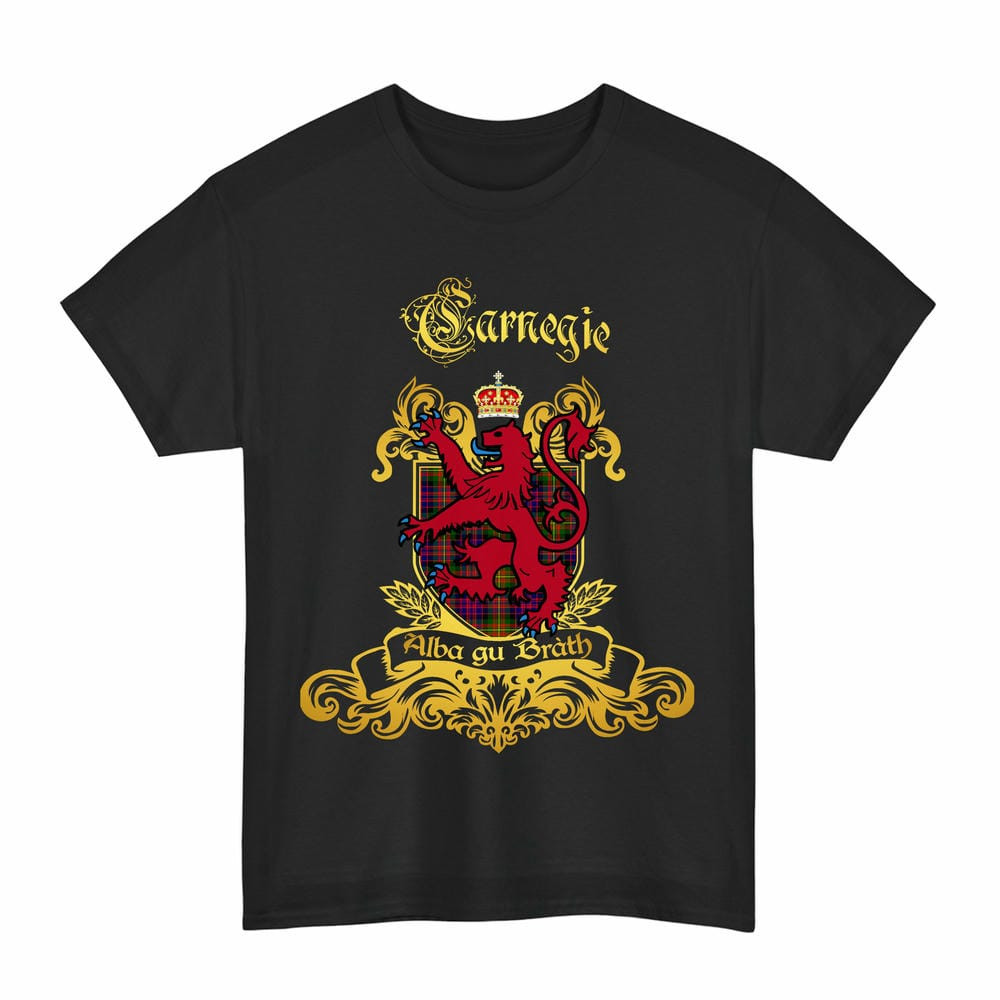 Scottish Carnegie Clan Tartan Lion Rampant of Scotland T-Shirt