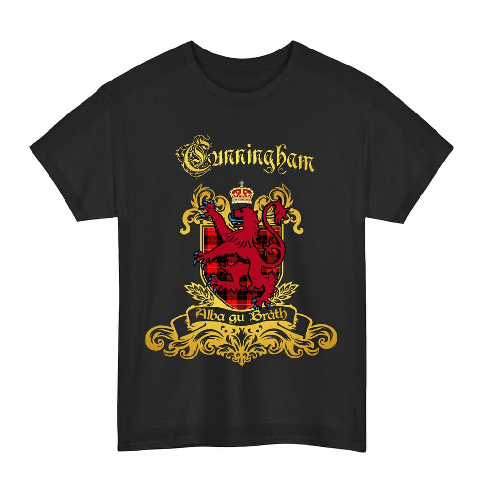 Scottish Cunningham Clan Tartan Lion Rampant of Scotland T-Shirt