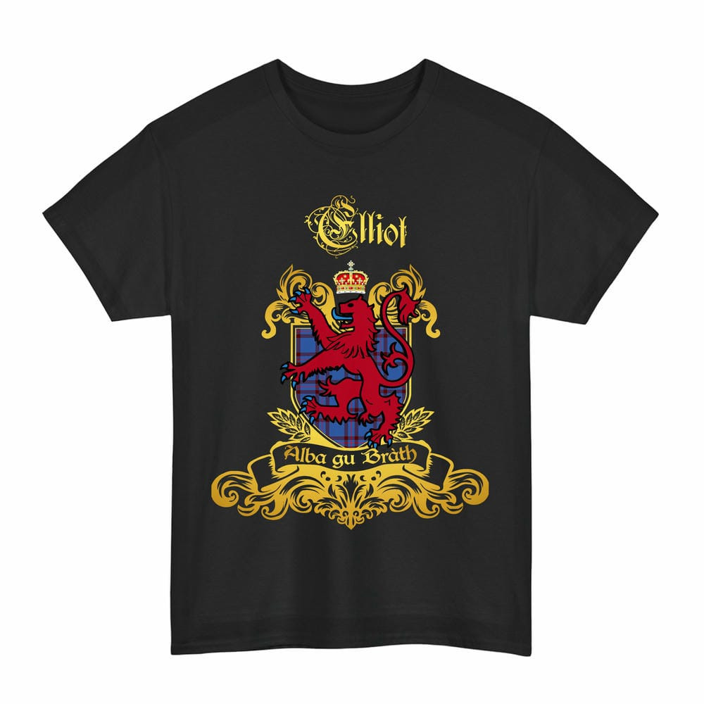Scottish Elliot Clan Tartan Lion Rampant of Scotland T-Shirt