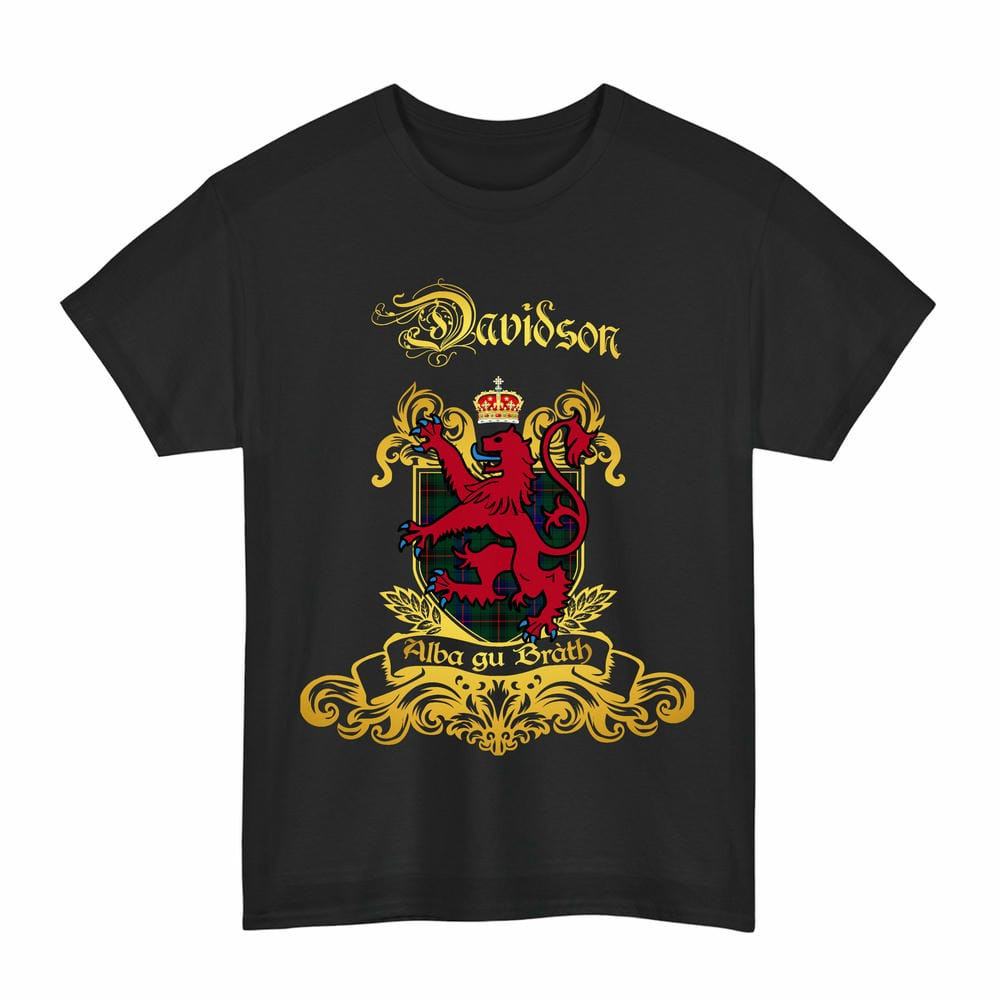 Scottish Davidson Clan Tartan Lion Rampant of Scotland T-Shirt
