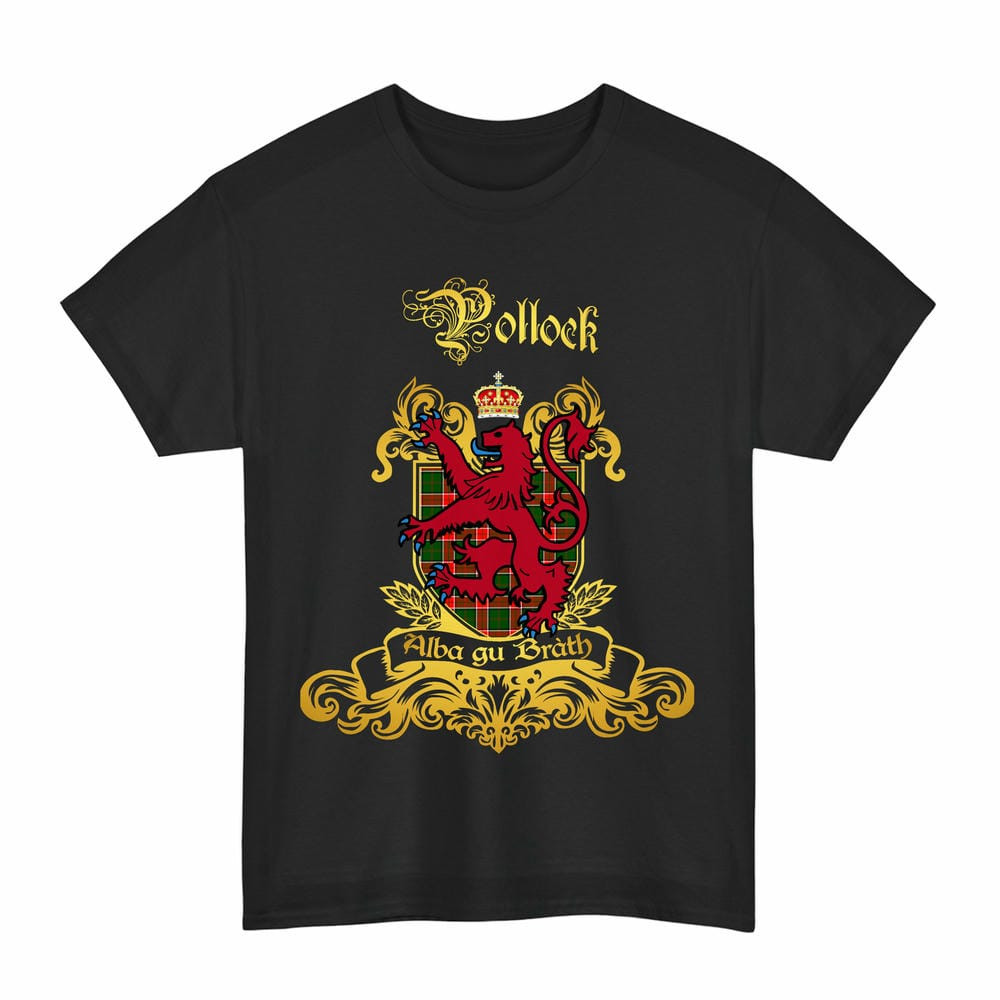 Scottish Pollock Clan Tartan Lion Rampant of Scotland T-Shirt