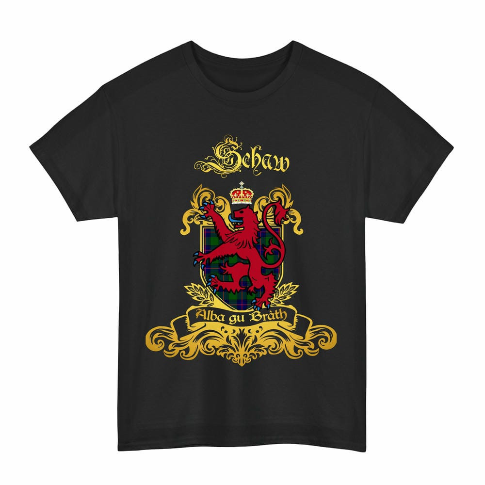 Scottish Schaw (of Sauchie) Clan Tartan Lion Rampant of Scotland T-Shirt