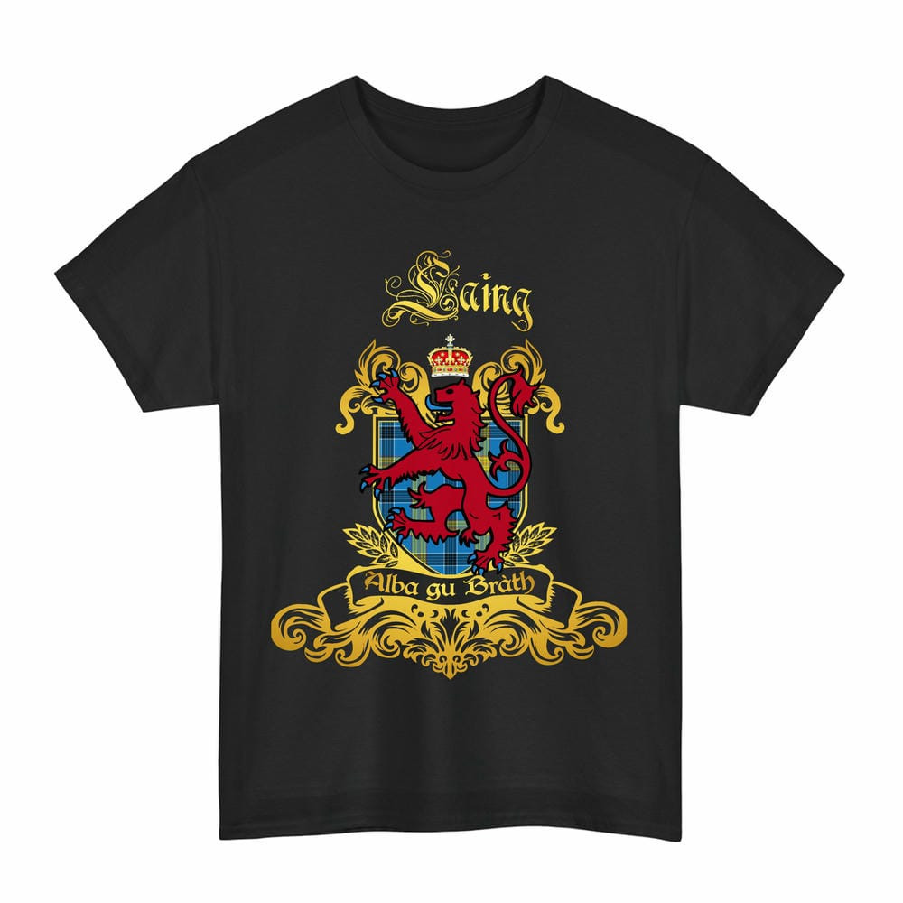 Scottish Laing Clan Tartan Lion Rampant of Scotland T-Shirt