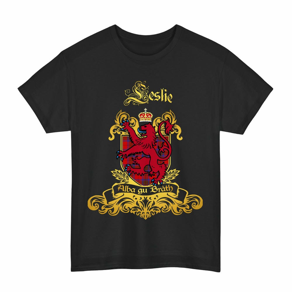 Scottish Leslie Clan Tartan Lion Rampant of Scotland T-Shirt