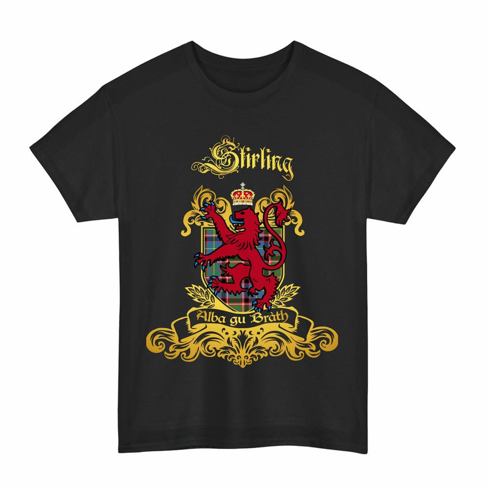 Scottish Stirling (of Cadder-Present Chief) Clan Tartan Lion Rampant of Scotland T-Shirt