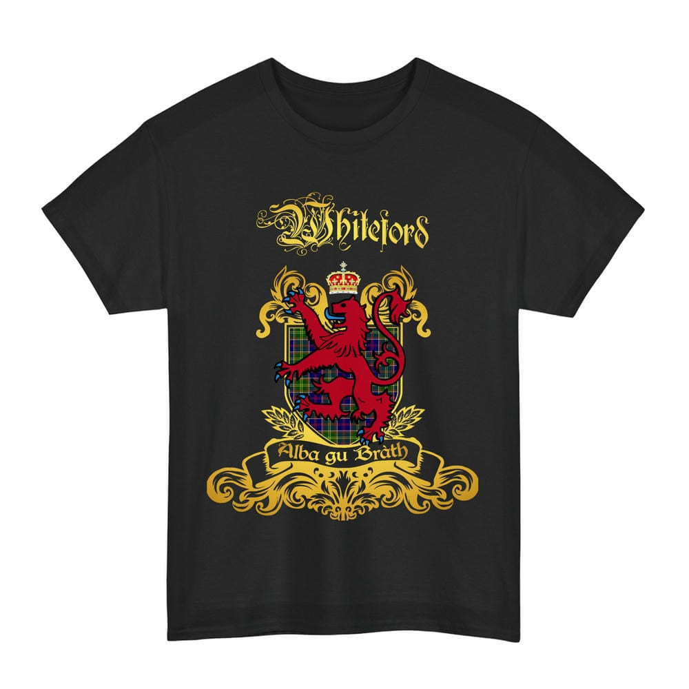Scottish Whiteford Clan Tartan Lion Rampant of Scotland T-Shirt