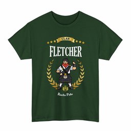 ScotsTee Shop Scottish Fletcher Clan Tartan T-Shirt - Motto Scotsman