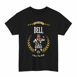 ScotsTee Shop Scottish Bell Clan Tartan T-Shirt - Motto Scotsman