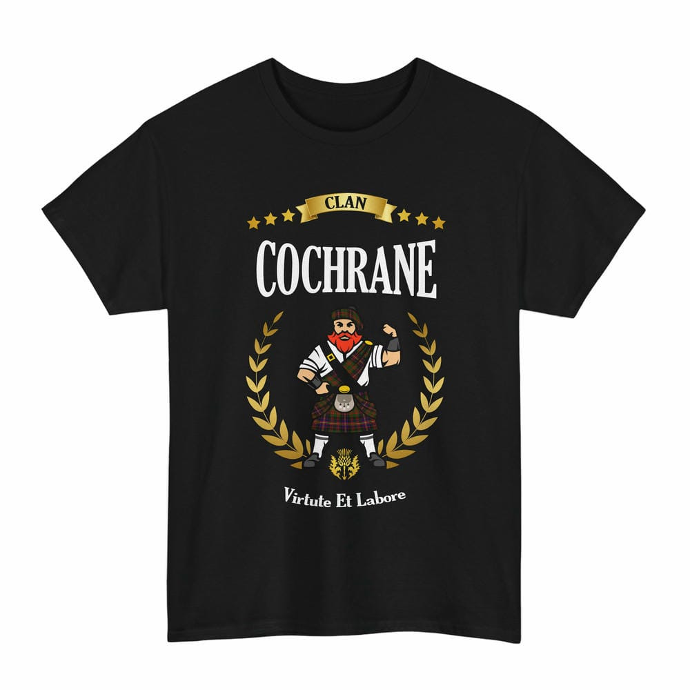 ScotsTee Shop Scottish Cochrane Clan Tartan T-Shirt - Motto Scotsman
