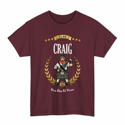 ScotsTee Shop Scottish Craig Clan Tartan T-Shirt - Motto Scotsman
