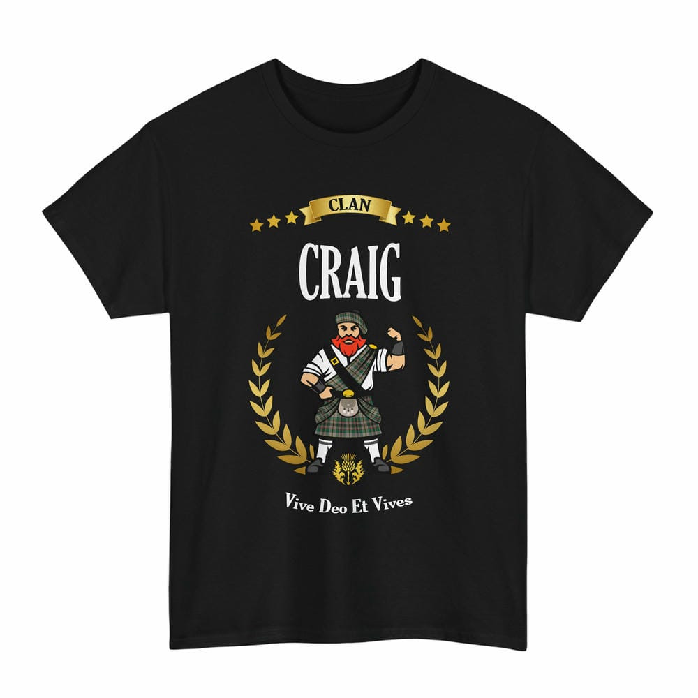 ScotsTee Shop Scottish Craig Clan Tartan T-Shirt - Motto Scotsman