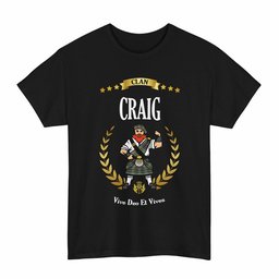 ScotsTee Shop Scottish Craig Clan Tartan T-Shirt - Motto Scotsman