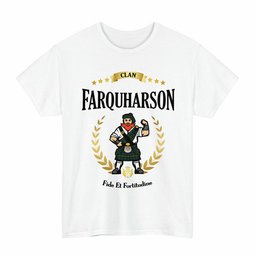 ScotsTee Shop Scottish Farquharson Clan Tartan T-Shirt - Motto Scotsman