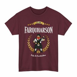 ScotsTee Shop Scottish Farquharson Clan Tartan T-Shirt - Motto Scotsman