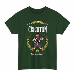 ScotsTee Shop Scottish Crichton Clan Tartan T-Shirt - Motto Scotsman