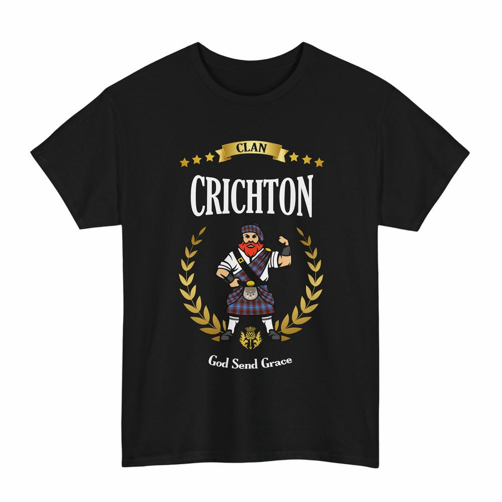 ScotsTee Shop Scottish Crichton Clan Tartan T-Shirt - Motto Scotsman