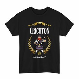 ScotsTee Shop Scottish Crichton Clan Tartan T-Shirt - Motto Scotsman