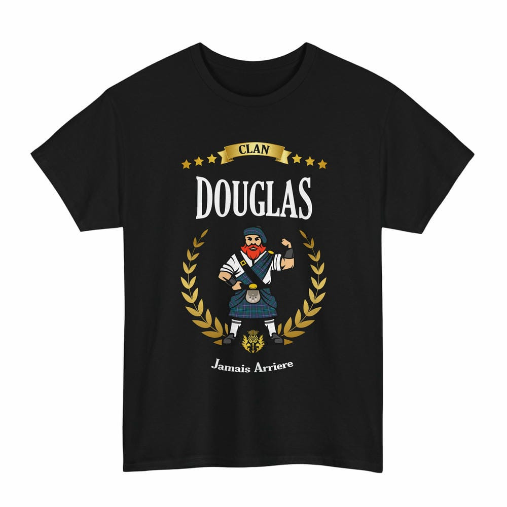 ScotsTee Shop Scottish Douglas Clan Tartan T-Shirt - Motto Scotsman