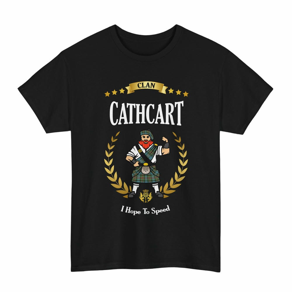 ScotsTee Shop Scottish Cathcart Clan Tartan T-Shirt - Motto Scotsman