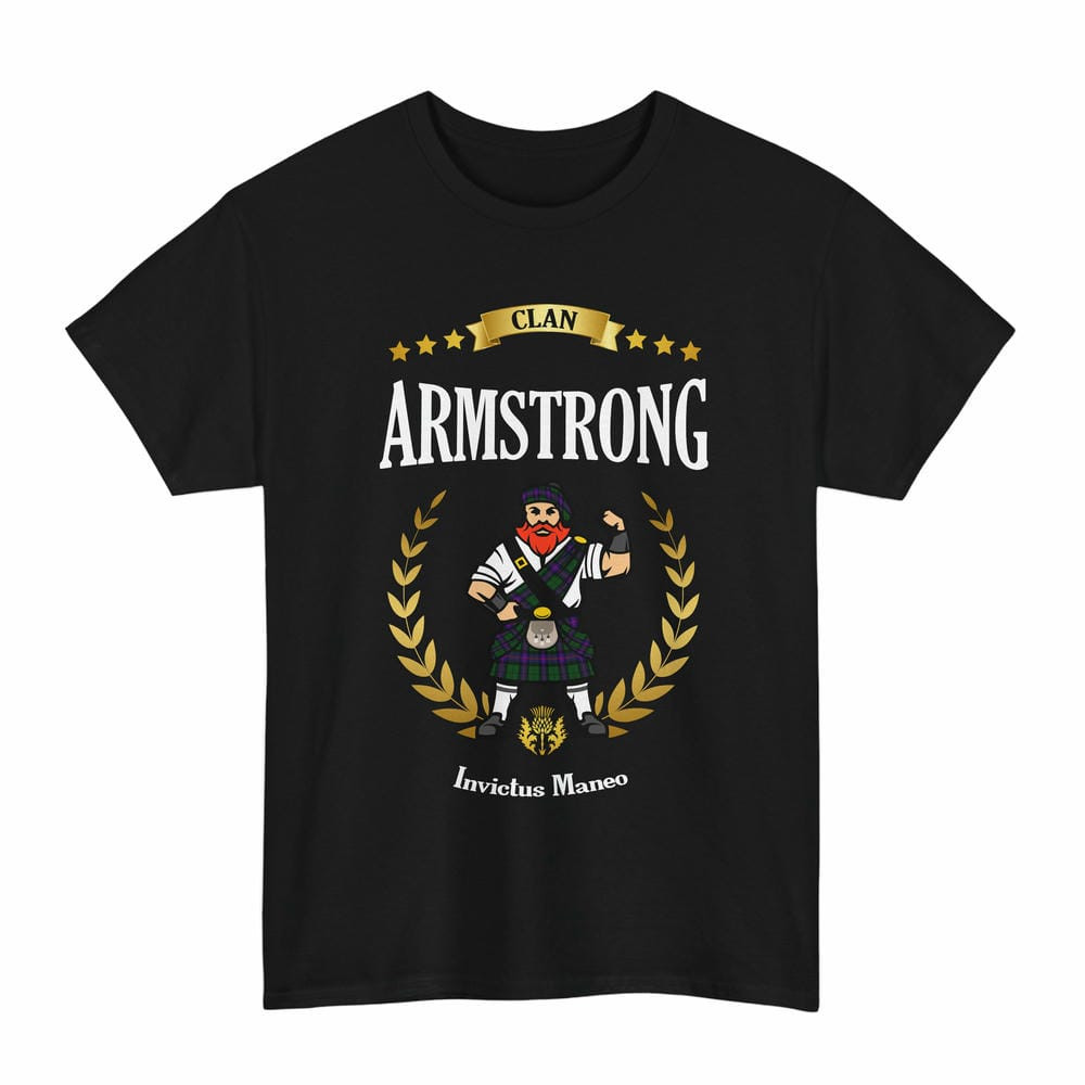 ScotsTee Shop Scottish Armstrong Clan Tartan T-Shirt - Motto Scotsman
