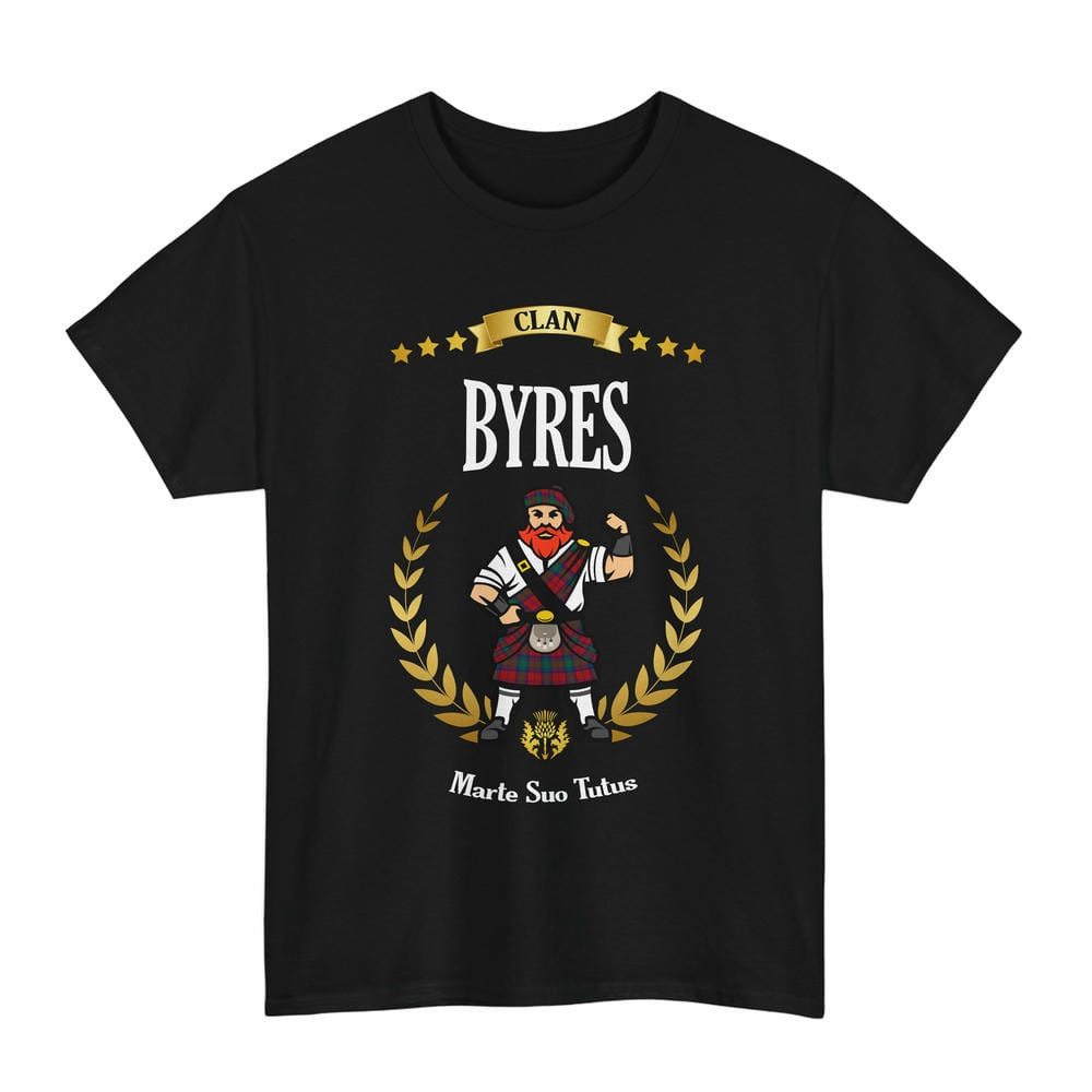 ScotsTee Shop Scottish Byres Clan Tartan T-Shirt - Motto Scotsman