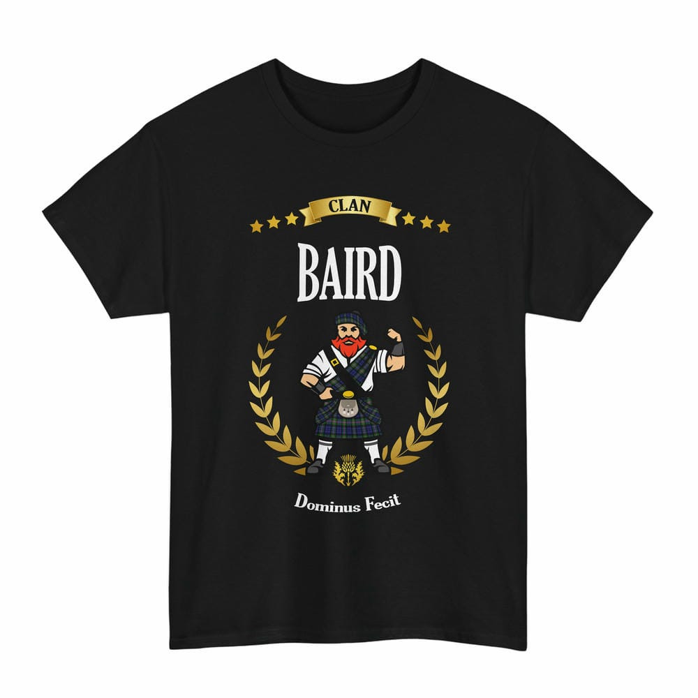 ScotsTee Shop Scottish Baird Clan Tartan T-Shirt - Motto Scotsman