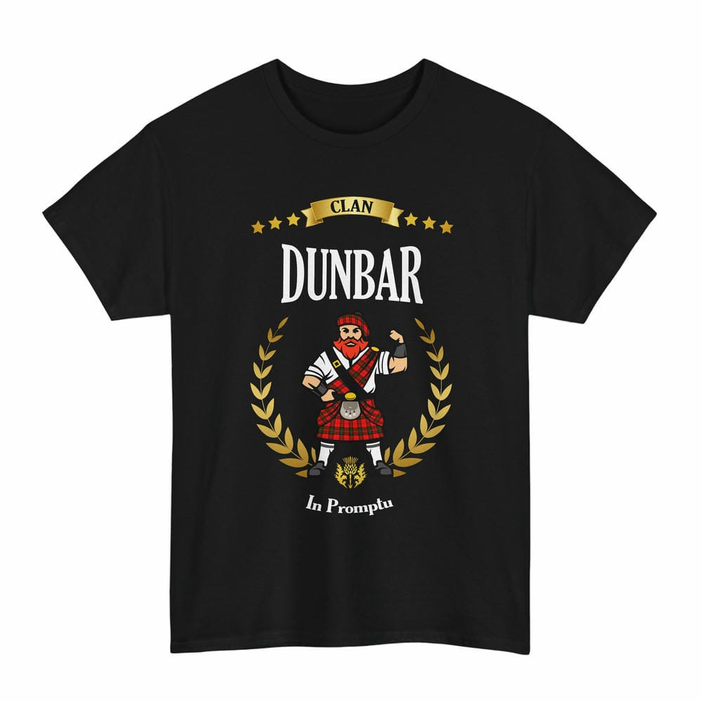 ScotsTee Shop Scottish Dunbar Clan Tartan T-Shirt - Motto Scotsman