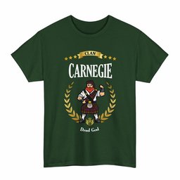 ScotsTee Shop Scottish Carnegie Clan Tartan T-Shirt - Motto Scotsman