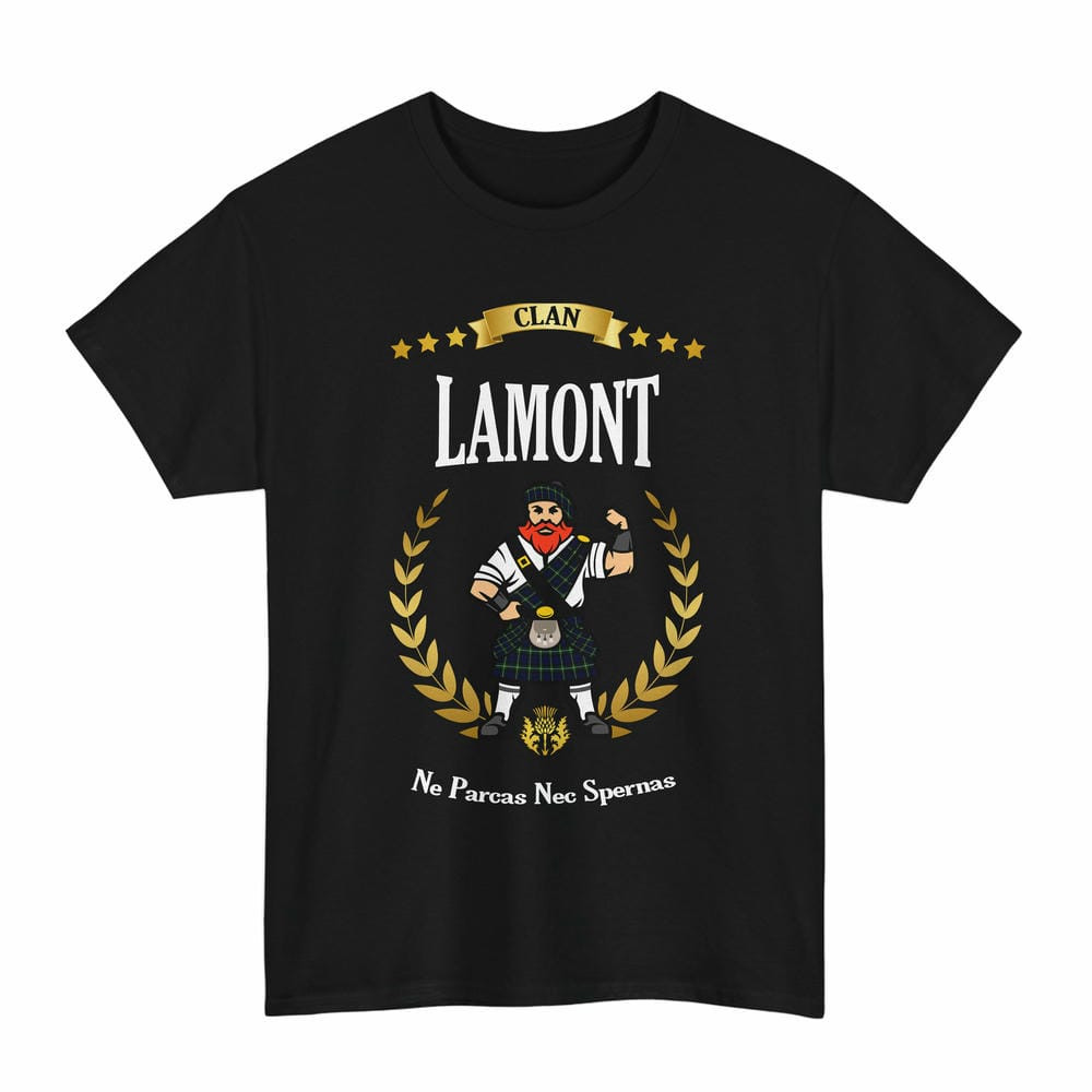 ScotsTee Shop Scottish Lamont Clan Tartan T-Shirt - Motto Scotsman