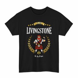 ScotsTee Shop Scottish Livingstone Clan Tartan T-Shirt - Motto Scotsman