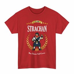 ScotsTee Shop Scottish Strachan Clan Tartan T-Shirt - Motto Scotsman
