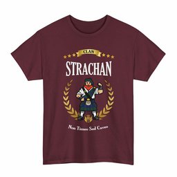 ScotsTee Shop Scottish Strachan Clan Tartan T-Shirt - Motto Scotsman