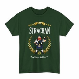 ScotsTee Shop Scottish Strachan Clan Tartan T-Shirt - Motto Scotsman