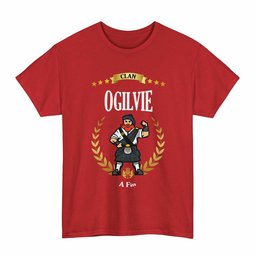 ScotsTee Shop Scottish Ogilvie Clan Tartan T-Shirt - Motto Scotsman