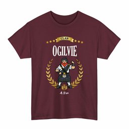 ScotsTee Shop Scottish Ogilvie Clan Tartan T-Shirt - Motto Scotsman