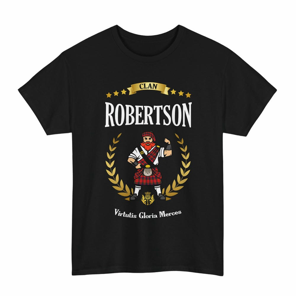 ScotsTee Shop Scottish Robertson Clan Tartan T-Shirt - Motto Scotsman