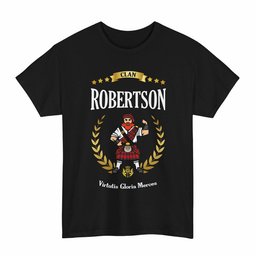 ScotsTee Shop Scottish Robertson Clan Tartan T-Shirt - Motto Scotsman