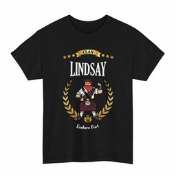 ScotsTee Shop Scottish Lindsay Clan Tartan T-Shirt - Motto Scotsman