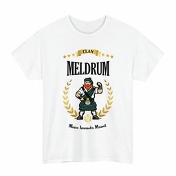ScotsTee Shop Scottish Meldrum Clan Tartan T-Shirt - Motto Scotsman