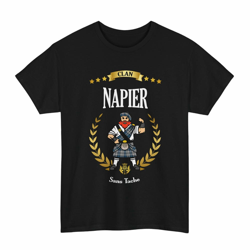 ScotsTee Shop Scottish Napier Clan Tartan T-Shirt - Motto Scotsman