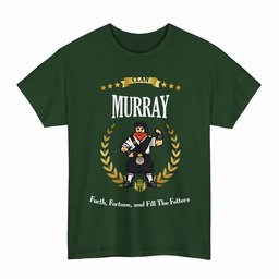 ScotsTee Shop Scottish Murray (of Atholl) Clan Tartan T-Shirt - Motto Scotsman